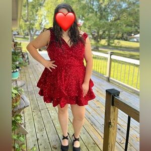 Red Sequin Homecoming Dress